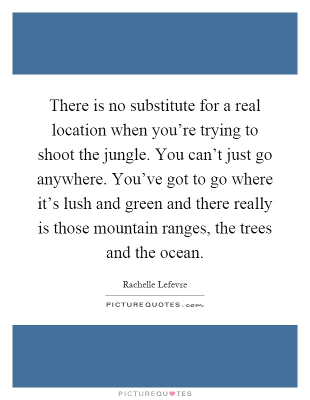 There is no substitute for a real location when you're trying to shoot the jungle. You can't just go anywhere. You've got to go where it's lush and green and there really is those mountain ranges, the trees and the ocean Picture Quote #1