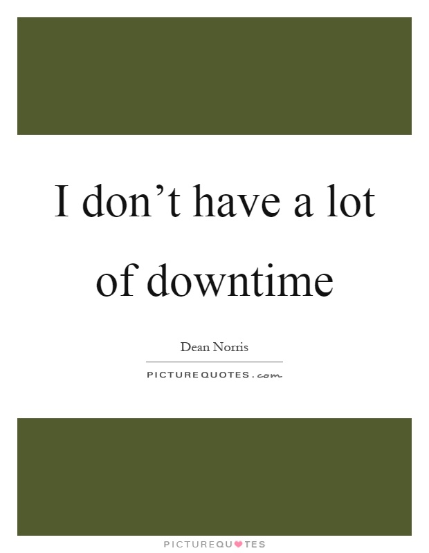 I don't have a lot of downtime Picture Quote #1