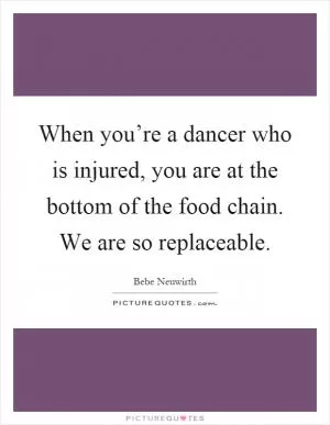 When you’re a dancer who is injured, you are at the bottom of the food chain. We are so replaceable Picture Quote #1