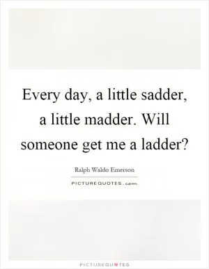 Every day, a little sadder, a little madder. Will someone get me a ladder? Picture Quote #1