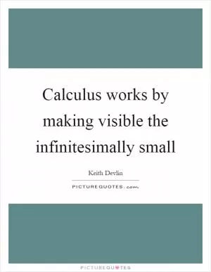 Calculus works by making visible the infinitesimally small Picture Quote #1