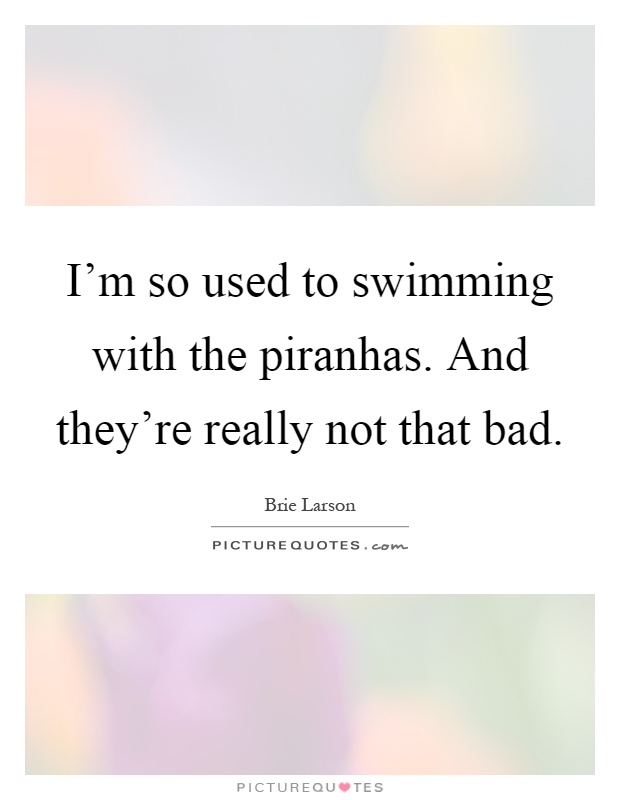I'm so used to swimming with the piranhas. And they're really not that bad Picture Quote #1