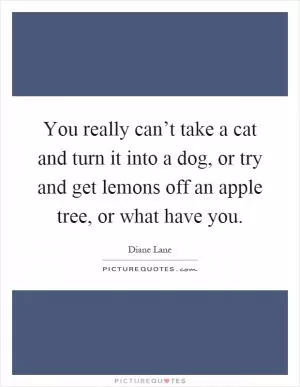 You really can’t take a cat and turn it into a dog, or try and get lemons off an apple tree, or what have you Picture Quote #1