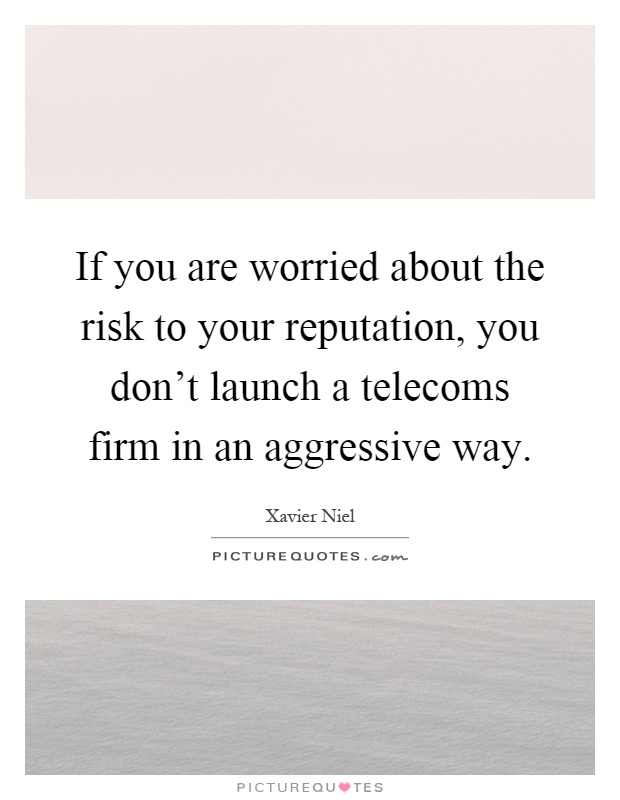 If you are worried about the risk to your reputation, you don't launch a telecoms firm in an aggressive way Picture Quote #1
