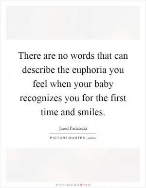 There are no words that can describe the euphoria you feel when your baby recognizes you for the first time and smiles Picture Quote #1