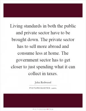 Living standards in both the public and private sector have to be brought down. The private sector has to sell more abroad and consume less at home. The government sector has to get closer to just spending what it can collect in taxes Picture Quote #1