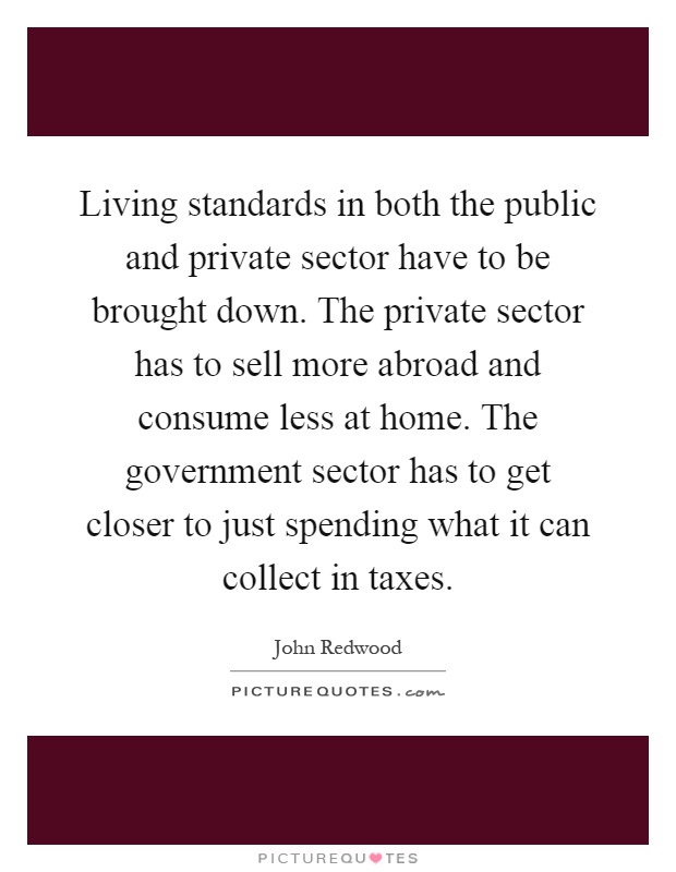 Living standards in both the public and private sector have to be brought down. The private sector has to sell more abroad and consume less at home. The government sector has to get closer to just spending what it can collect in taxes Picture Quote #1
