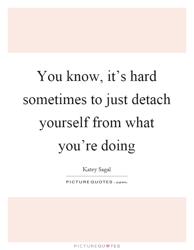 You know, it's hard sometimes to just detach yourself from what you're doing Picture Quote #1
