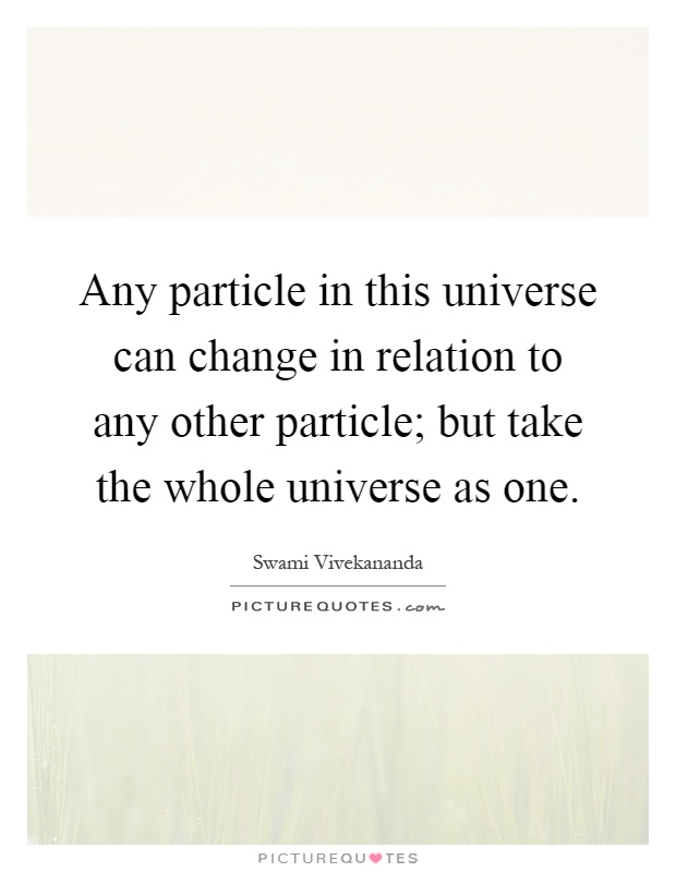 Any particle in this universe can change in relation to any other particle; but take the whole universe as one Picture Quote #1