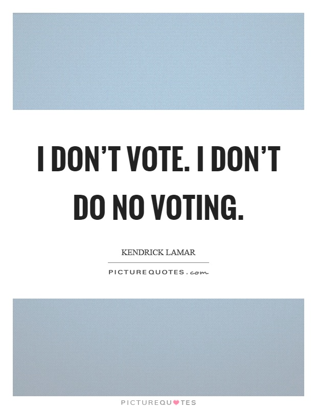 I don't vote. I don't do no voting Picture Quote #1