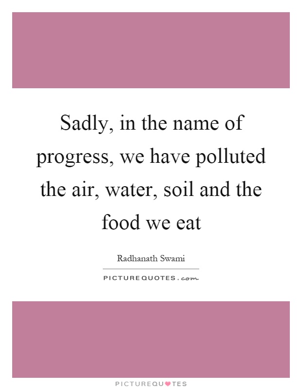 Sadly, in the name of progress, we have polluted the air, water, soil and the food we eat Picture Quote #1