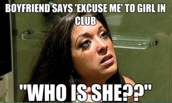 Boyfriend says “Excuse Me” to girl in club. “How is she??” Picture Quote #1