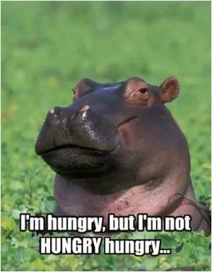 I’m hungry, but I’m not HUNGRY hungry Picture Quote #1