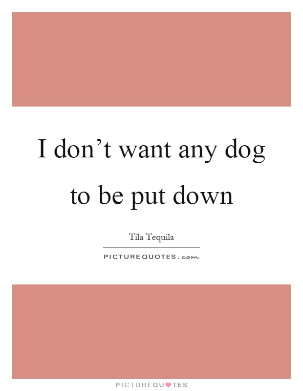 I don't want any dog to be put down Picture Quote #1