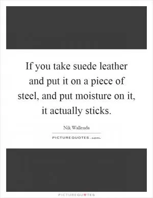 If you take suede leather and put it on a piece of steel, and put moisture on it, it actually sticks Picture Quote #1