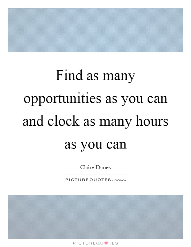 Find as many opportunities as you can and clock as many hours as you can Picture Quote #1