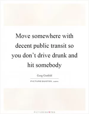 Move somewhere with decent public transit so you don’t drive drunk and hit somebody Picture Quote #1