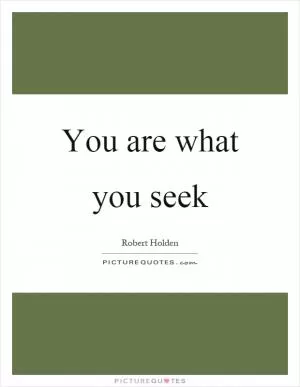 You are what you seek Picture Quote #1
