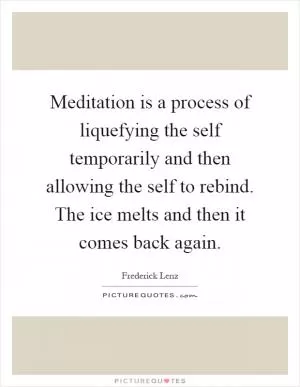 Meditation is a process of liquefying the self temporarily and then allowing the self to rebind. The ice melts and then it comes back again Picture Quote #1