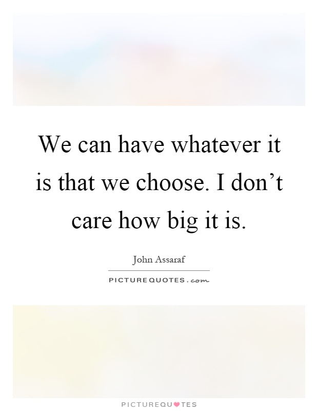 We can have whatever it is that we choose. I don't care how big it is Picture Quote #1