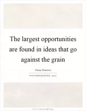 The largest opportunities are found in ideas that go against the grain Picture Quote #1
