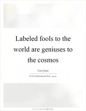 Labeled fools to the world are geniuses to the cosmos Picture Quote #1