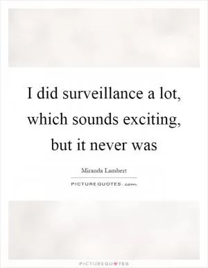 I did surveillance a lot, which sounds exciting, but it never was Picture Quote #1