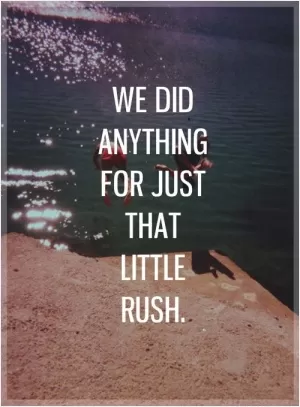 We did anything for just that little rush Picture Quote #1