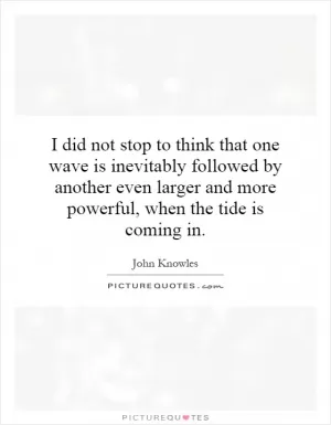 I did not stop to think that one wave is inevitably followed by another even larger and more powerful, when the tide is coming in Picture Quote #1