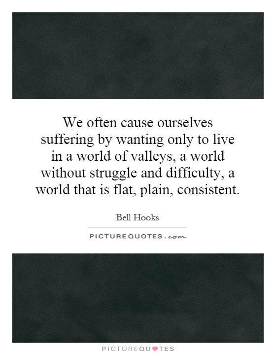 We often cause ourselves suffering by wanting only to live in a world of valleys, a world without struggle and difficulty, a world that is flat, plain, consistent Picture Quote #1