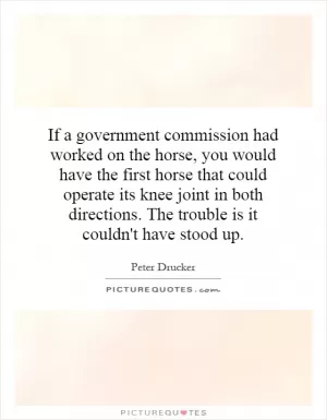 If a government commission had worked on the horse, you would have the first horse that could operate its knee joint in both directions. The trouble is it couldn't have stood up Picture Quote #1