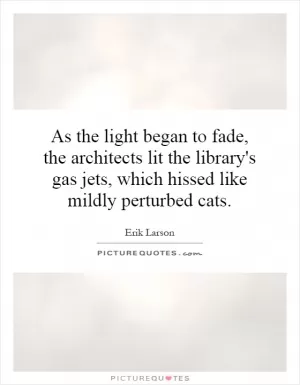 As the light began to fade, the architects lit the library's gas jets, which hissed like mildly perturbed cats Picture Quote #1