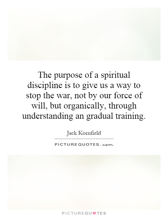 The purpose of a spiritual discipline is to give us a way to stop the war, not by our force of will, but organically, through understanding an gradual training Picture Quote #1