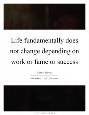 Life fundamentally does not change depending on work or fame or success Picture Quote #1