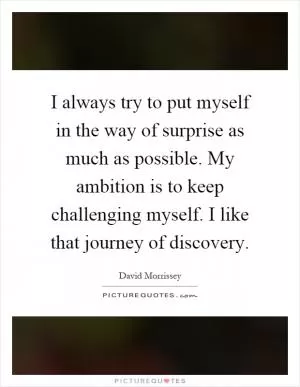 I always try to put myself in the way of surprise as much as possible. My ambition is to keep challenging myself. I like that journey of discovery Picture Quote #1