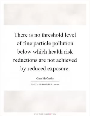 There is no threshold level of fine particle pollution below which health risk reductions are not achieved by reduced exposure Picture Quote #1