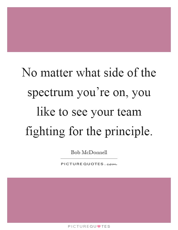 No matter what side of the spectrum you're on, you like to see your team fighting for the principle Picture Quote #1