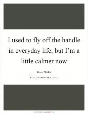 I used to fly off the handle in everyday life, but I’m a little calmer now Picture Quote #1