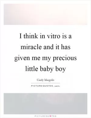 I think in vitro is a miracle and it has given me my precious little baby boy Picture Quote #1