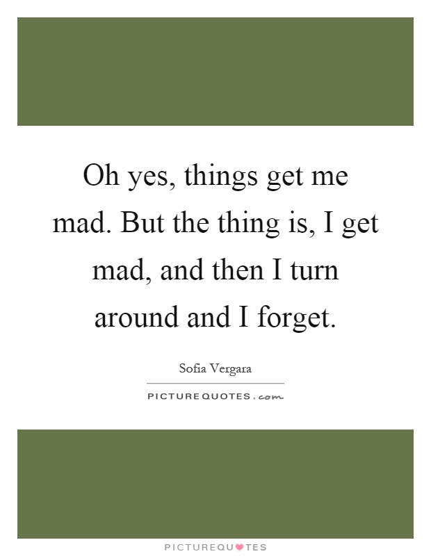 Oh yes, things get me mad. But the thing is, I get mad, and then I turn around and I forget Picture Quote #1