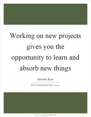 Working on new projects gives you the opportunity to learn and absorb new things Picture Quote #1