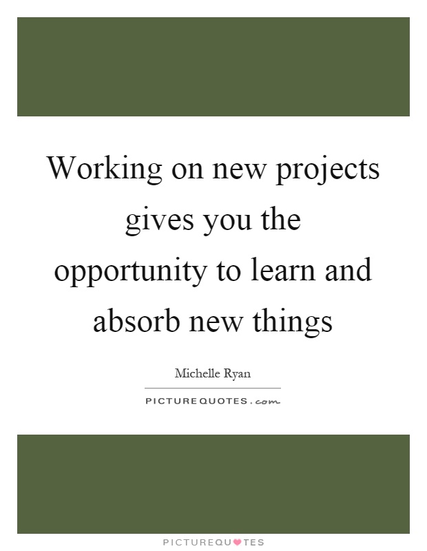 Working on new projects gives you the opportunity to learn and absorb new things Picture Quote #1