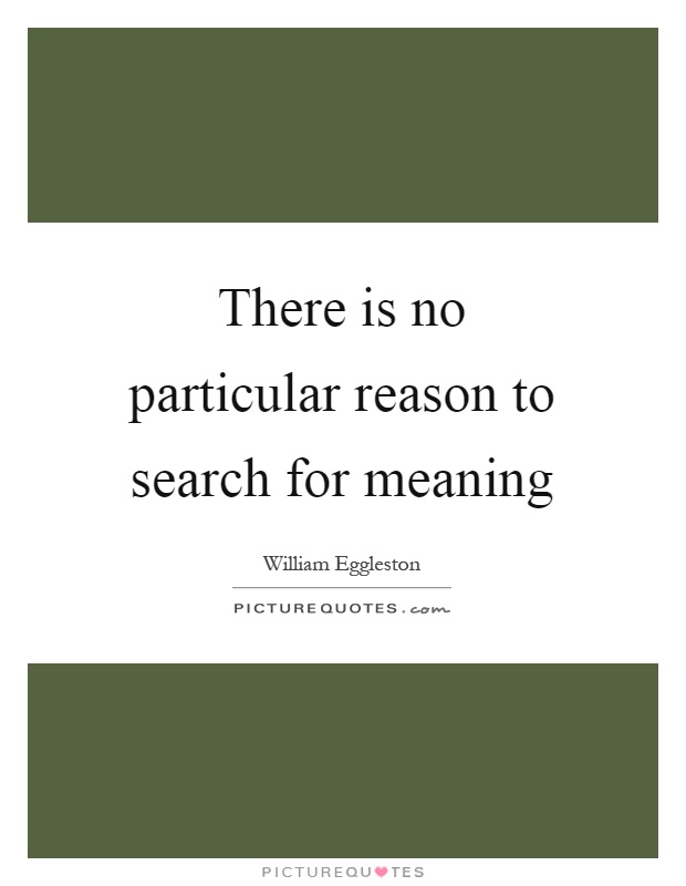 There is no particular reason to search for meaning Picture Quote #1