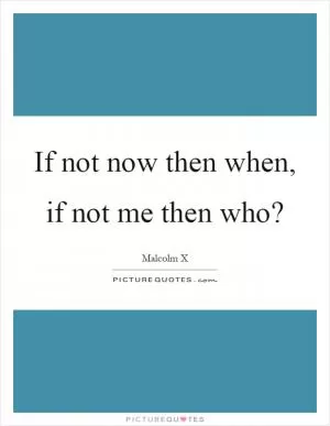 If not now then when, if not me then who? Picture Quote #1