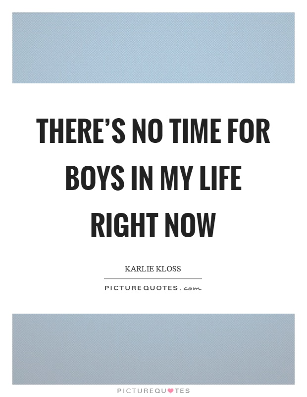 There's no time for boys in my life right now Picture Quote #1