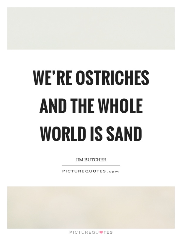 We're ostriches and the whole world is sand Picture Quote #1