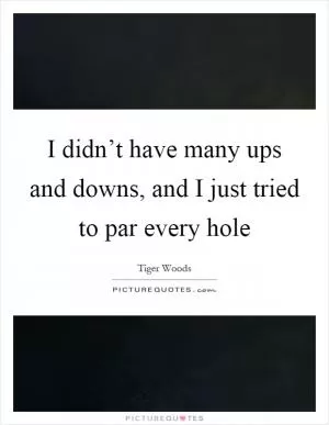 I didn’t have many ups and downs, and I just tried to par every hole Picture Quote #1
