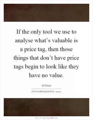 If the only tool we use to analyse what’s valuable is a price tag, then those things that don’t have price tags begin to look like they have no value Picture Quote #1