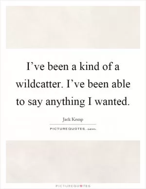 I’ve been a kind of a wildcatter. I’ve been able to say anything I wanted Picture Quote #1
