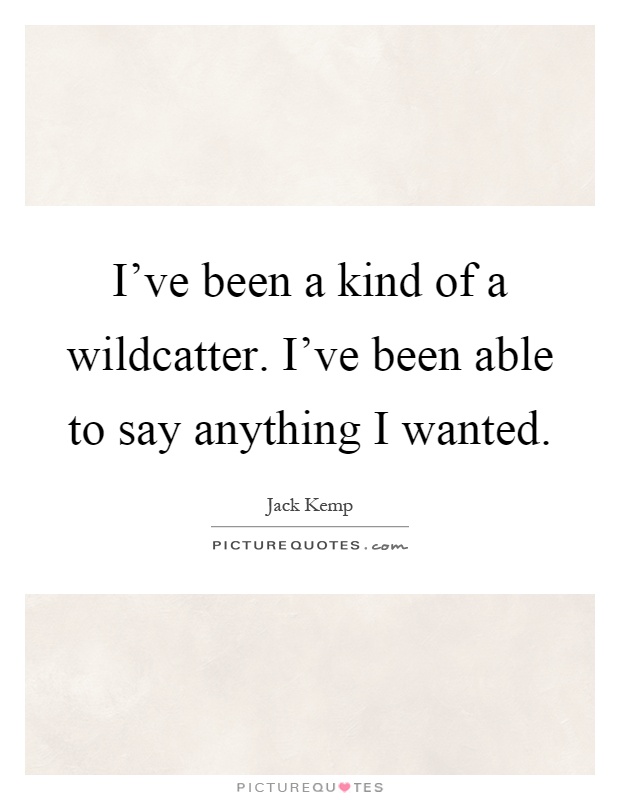 I've been a kind of a wildcatter. I've been able to say anything I wanted Picture Quote #1